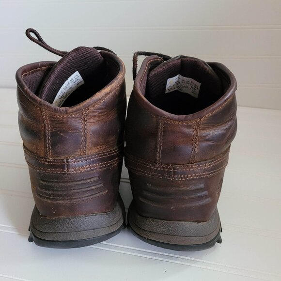 Timberland Boots Mens 9.5 Brown Leather Canard Mid Hiking Outdoors Distressed - Picture 6 of 15